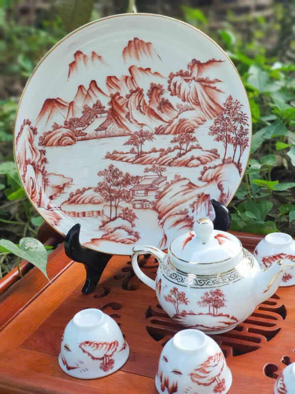 bộ ấm chén nhiều màu sơn thuỷ
