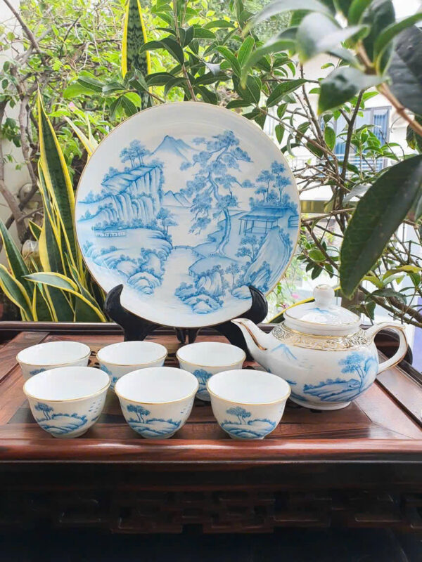 bộ ấm chén nhiều màu sơn thuỷ - Hình ảnh 4