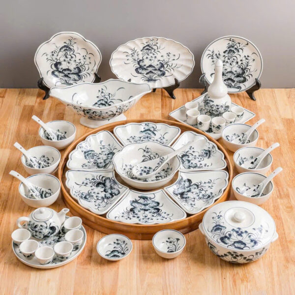 sét bát ăn hoa mặt trời hàng cao cấp bát tràng - Hình ảnh 2