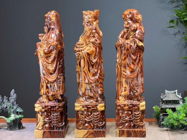 Tam đa Phúc Lộc Thọ Gỗ trắc - Hình ảnh 2