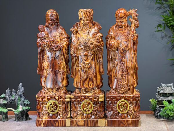 Tam đa Phúc Lộc Thọ Gỗ trắc - Hình ảnh 3