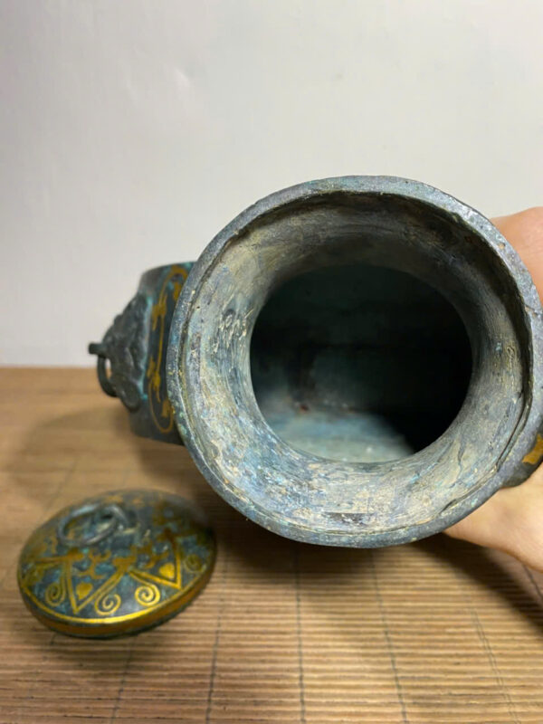 BÌNH ĐỒNG XƯA KHẢM VÀNG - Hình ảnh 6