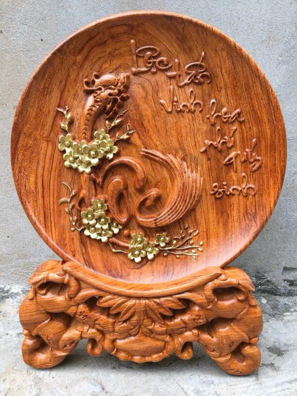 Đĩa phong thuỷ Lộc dát vàng