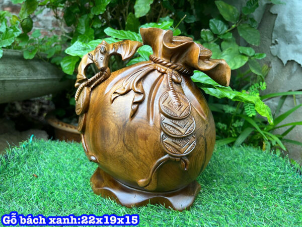 túi tiền tài lộc gỗ bách xanh