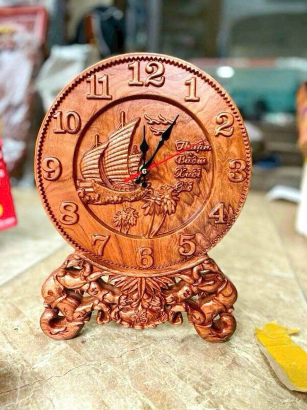 Đồng hồ để bàn gỗ hương