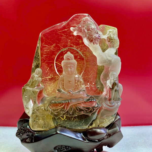 Phật Quan Âm Thạch Anh Tóc Vàng
