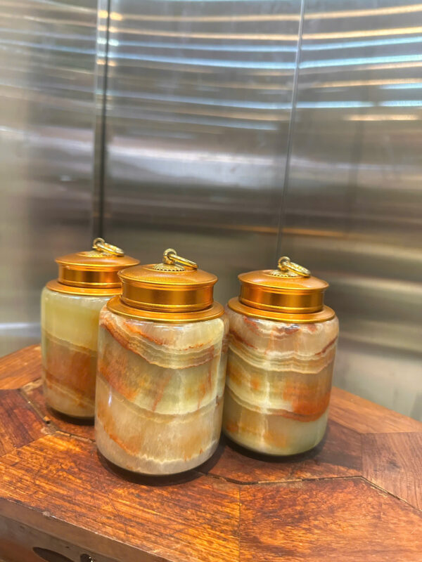 Hũ đựng trà ngọc onyx xanh huyết ngọc - Hình ảnh 3