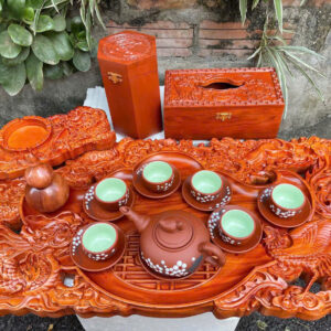 Gạc tàn xà cừ  Ấm chén sành  Hộp giấy, lọ tăm, hộp chè gỗ hương