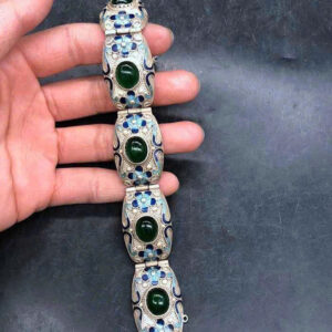 Vòng tay bạc xưa khảm đá quý