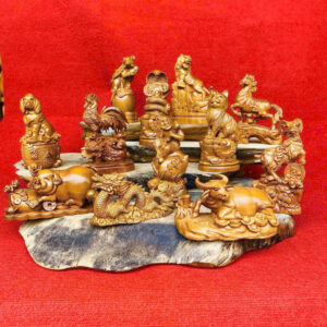 Bộ 12 con giáp bách xanh liền khối