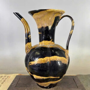 bình gốm men hỏa biến hai tai